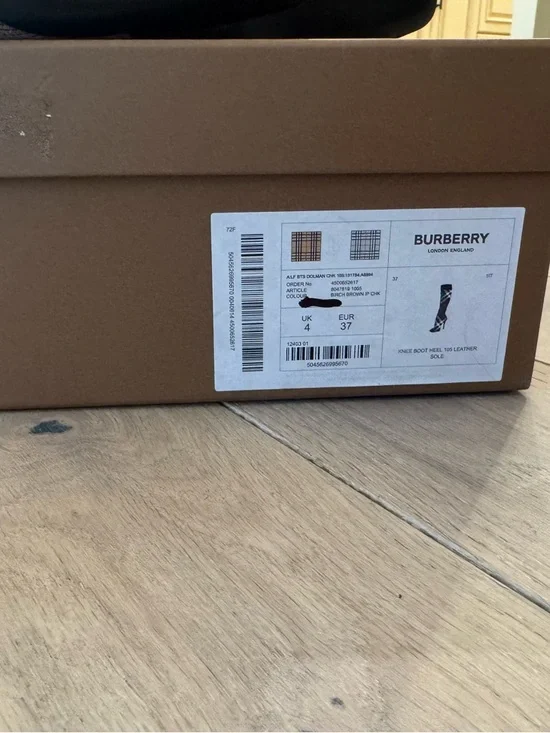 Burberry Tan and Black Check Stretch Sock Booties - Picture 3 of 10